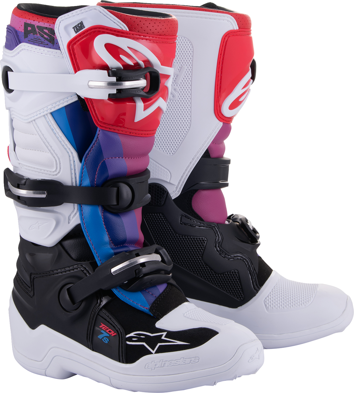 Youth Tech 7S Boots - White/Black/Rainbow - US 5