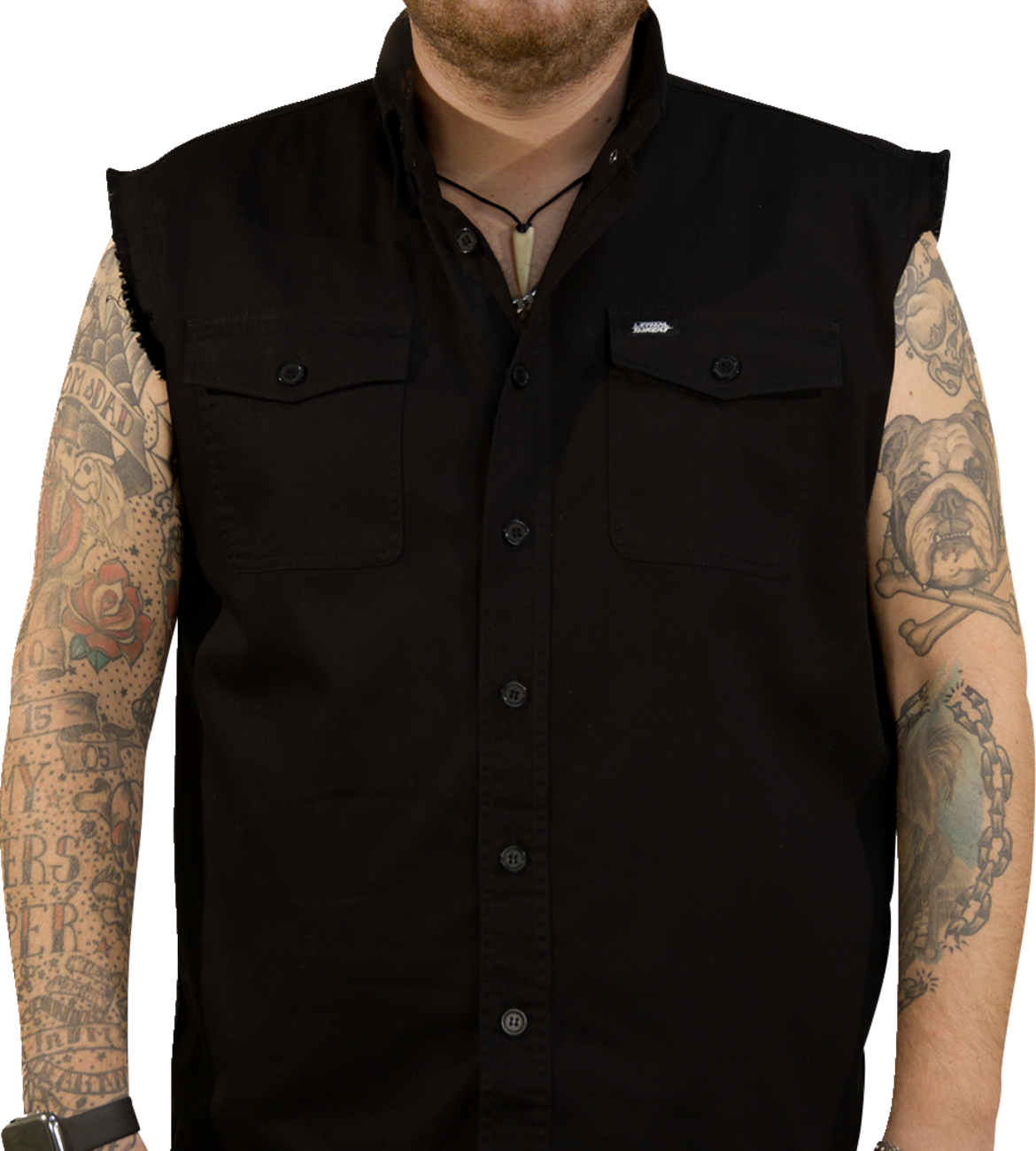 Freedom Ain\'t Free Printed Sleeveless Button Down Shirt - Black - 3XL