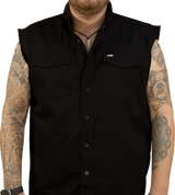 Freedom Ain\'t Free Printed Sleeveless Button Down Shirt - Black - 3XL