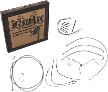 Handlebar Cable/Brake Line Kit - Complete - 14\" Ape Hanger Handlebars - Stainless Steel 2014 - 2016