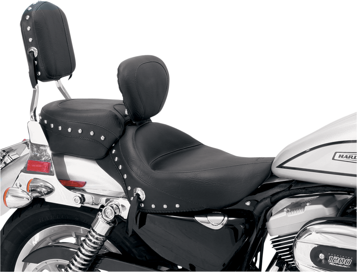 Wide Solo Seat - With Backrest - Black - Studded W/Concho - XL \'04-\'21 2004 - 2021