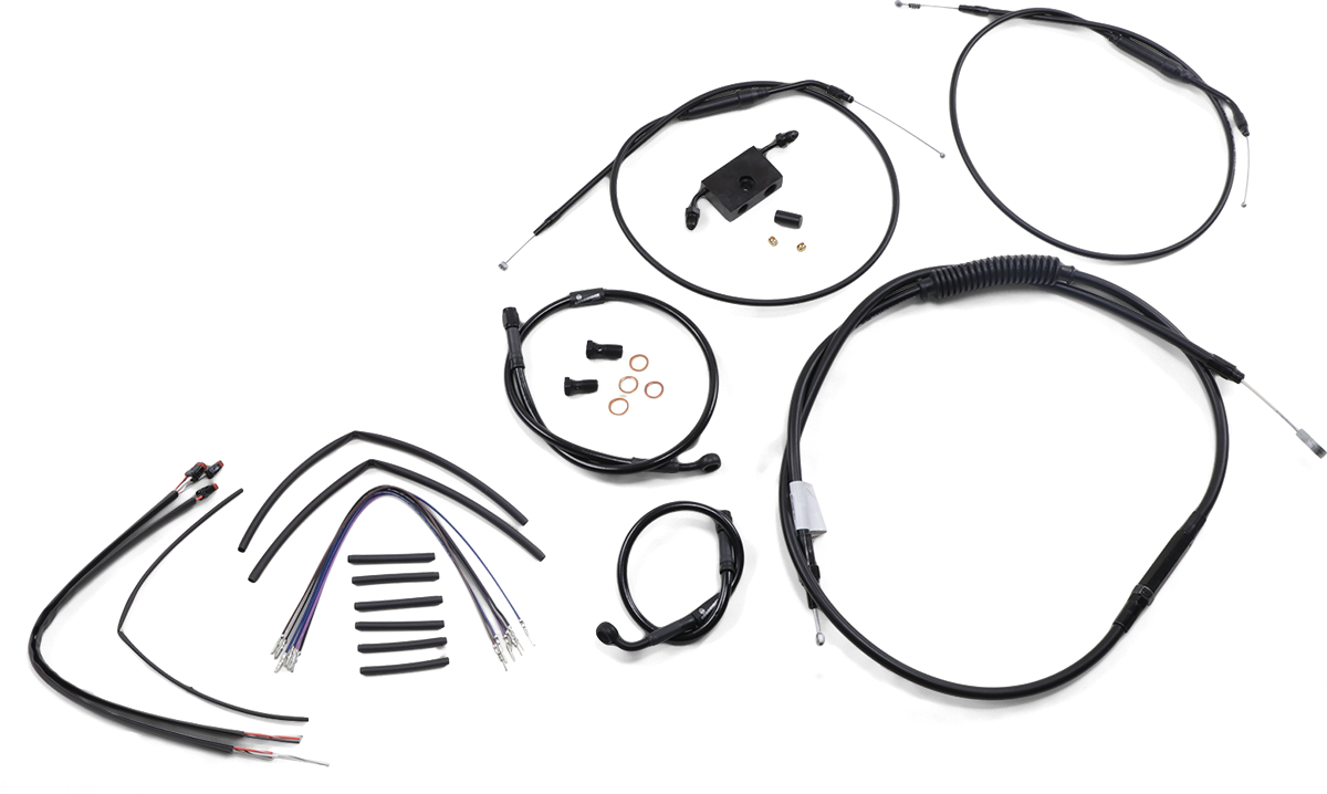 Handlebar Cable and Brake Line Kit - Extended - Sportsters - 12\" T-Bar Handlebars - ABS 1986 - 2022