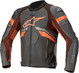 GP Plus R v3 Rideknit® Leather Jacket - Black/Red Fluo- US 40 / EU 50