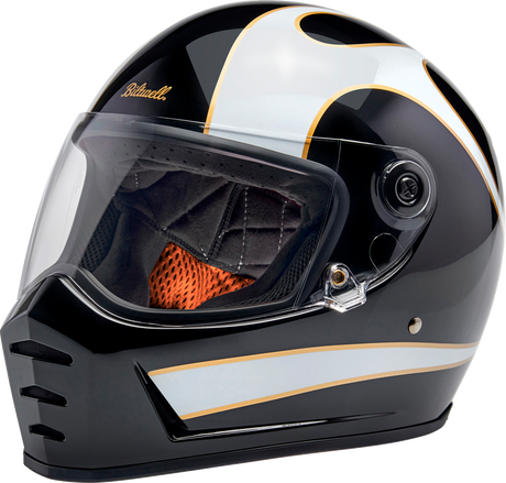 Lane Splitter Helmet - Gloss Black/White Flames - Medium