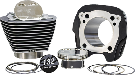 132\" Big-Bore Cylinder Kit - Black Granite/Highlighted Fins - M8 2017 - 2022