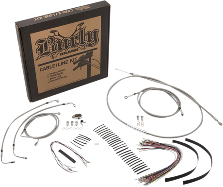 Handlebar Cable/Brake Line Kit - Complete - 15\" Ape Hanger Handlebars - Stainless Steel 2008 - 2013