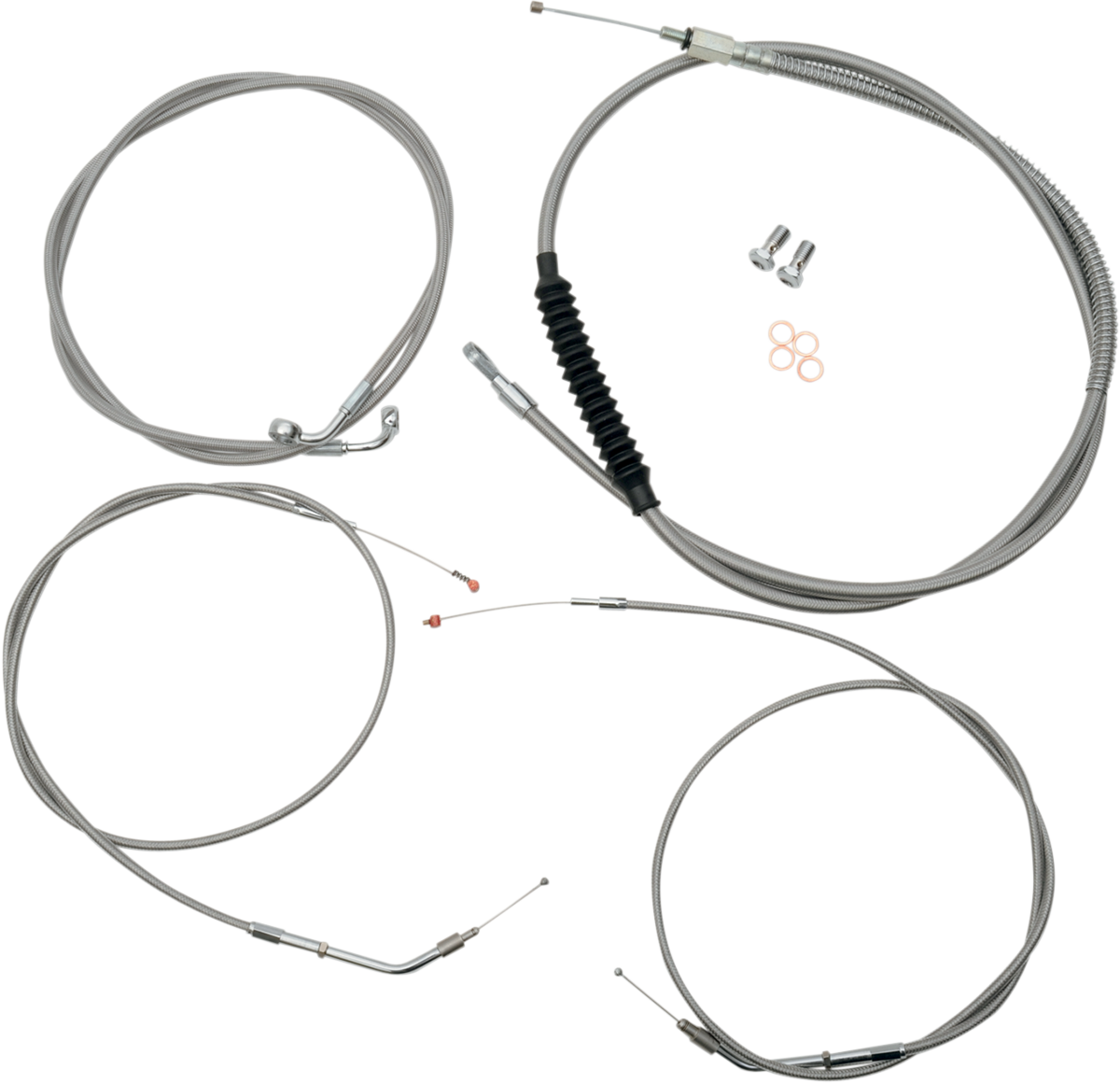 Handlebar Cable/Brake Line Kit - 15\" - 17\" Ape Hanger Handlebars - Stainless Steel 2007 - 2022