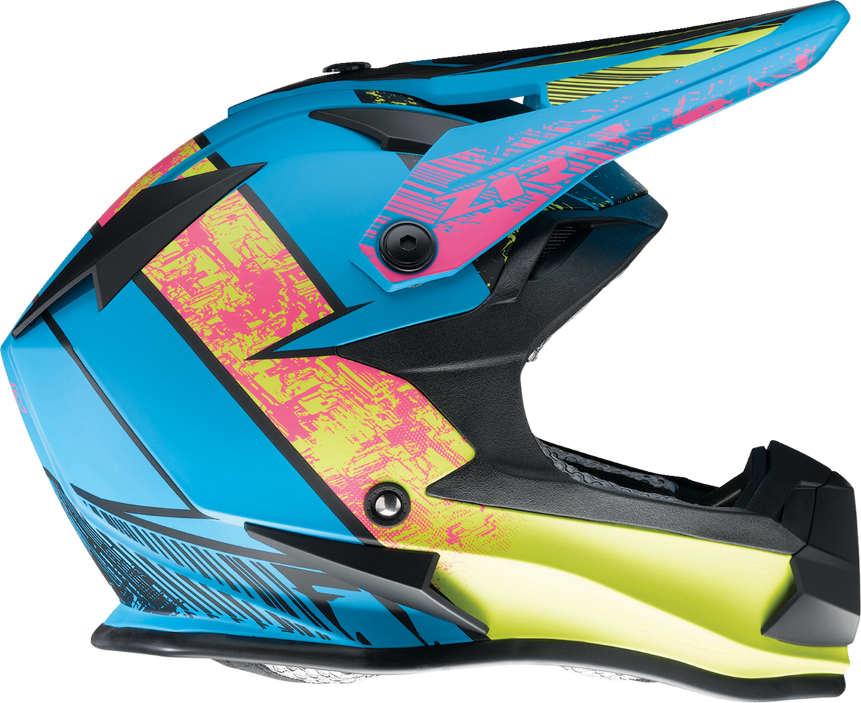 Youth F.I. Helmet - Fractal - MIPS® - Matte Blue/Hi-Viz - Small