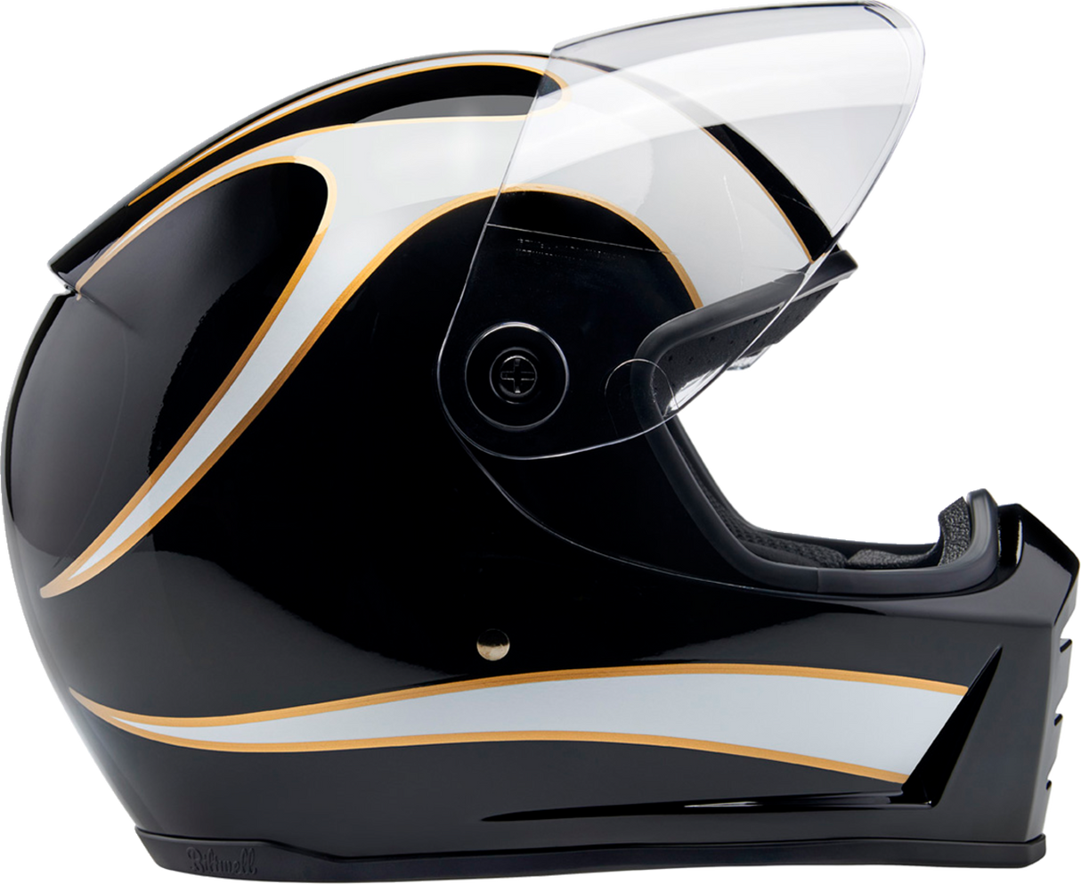 Lane Splitter Helmet - Gloss Black/White Flames - XL