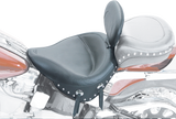 Wide Solo Seat - With Backrest - Black - Studded W/Concho - Softail \'84-\'99 1984 - 1999