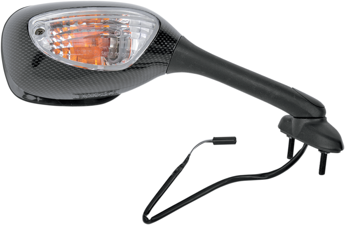 Mirror - Side View - Lighted - Black/Carbon Fiber - Rectangle - Right - Suzuki 2005 - 2009