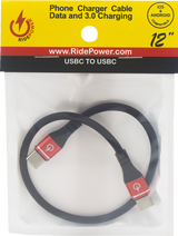 Male USB-C to Male USB-C Cable - Phone - Charger - 12\" - Black/Red