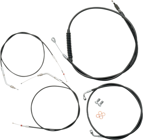 Handlebar Cable/Brake Line Kit - 15\" - 17\" Ape Hanger Handlebars - Black Vinyl 2007 - 2022