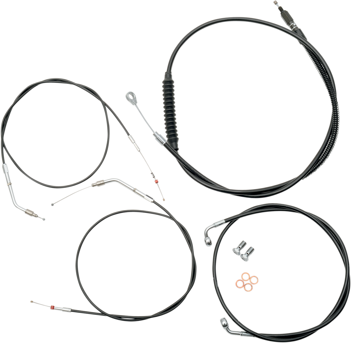 Handlebar Cable/Brake Line Kit - 12\" - 14\" Ape Hanger Handlebars - Black Vinyl 2004 - 2006