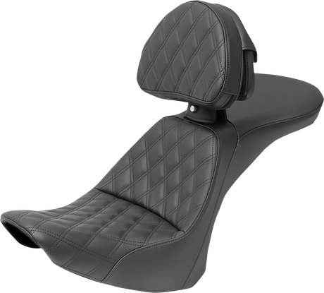 Explorer Seat - With Backrest - Lattice Stitched - Black - FLSTN 2006 - 2017