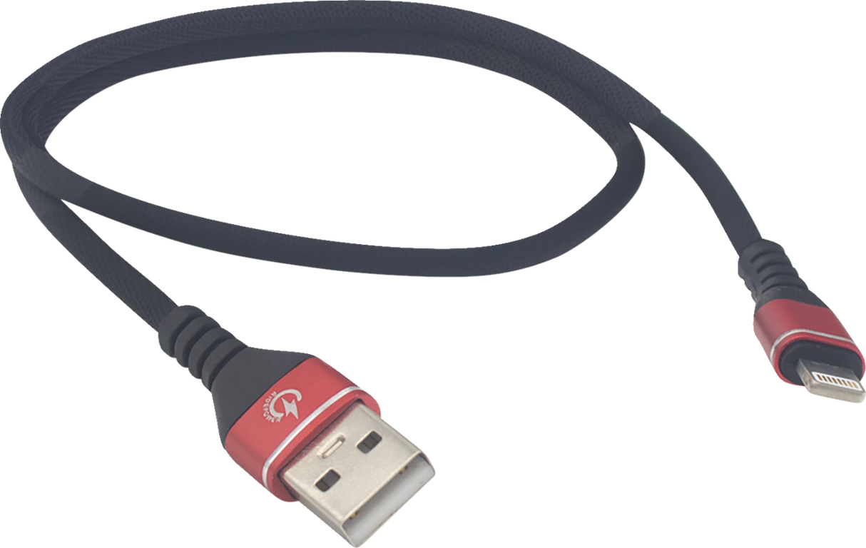 Male USB to Male Lightning Cable - Phone - Charger - 18\" - Black/Red