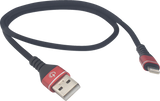 Male USB to Male Lightning Cable - Phone - Charger - 18\" - Black/Red