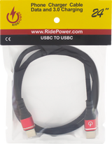 Male USB-C to Male USB-C Cable - Phone - Fast/Charger - 24\" - Black/Red