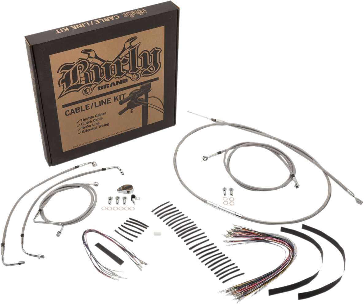 Handlebar Cable/Brake Line Kit - Complete - 13\" Ape Hanger Handlebars - Stainless Steel 2017 - 2020