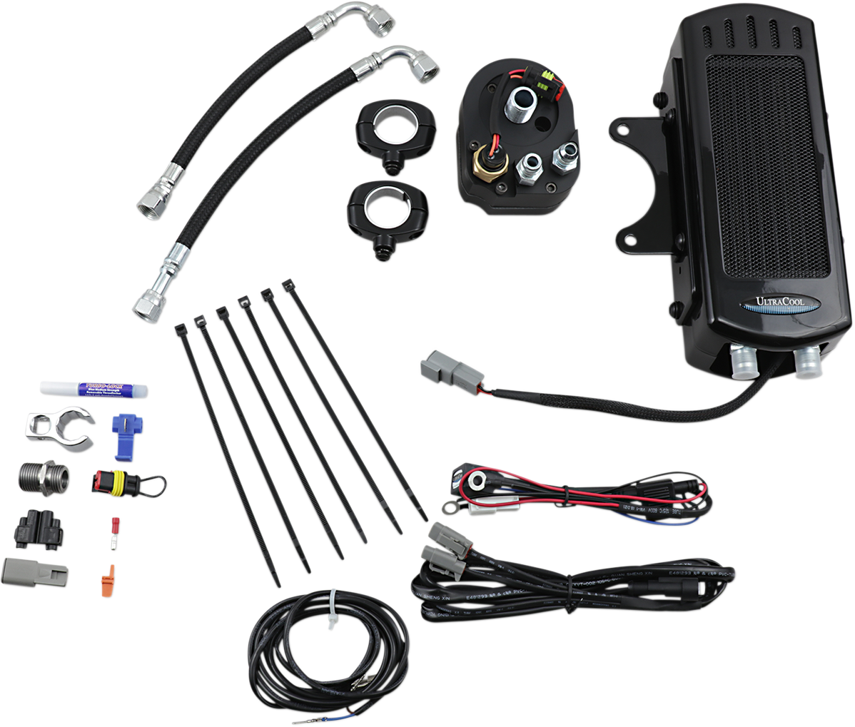 Oil Cooler Kit - Side Mount - Gloss Black - Softail 2008 - 2011