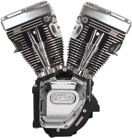 T124 Long Block Engine - Wrinkle Black and Chrome - Touring | Dyna 1999 - 2006