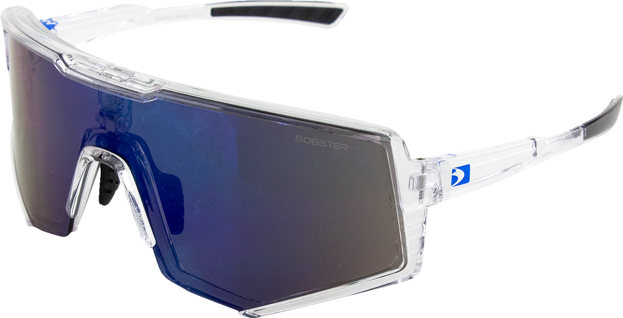 Sprocket Sunglasses - Crystal Clear - Blue Mirror