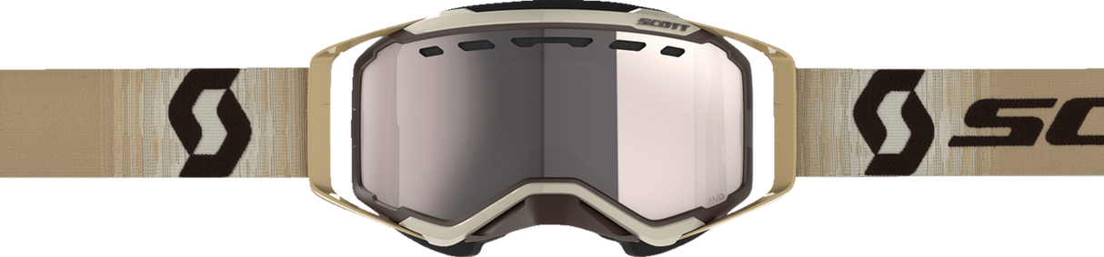 Prospect Snow Cross Goggle - Beige/Brown - Dual Lens - Enhancer Silver Chrome