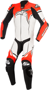 GP Plus v2 1-Piece Leather Suit - White/Black/Red Fluorescent - US 40 / EU 50