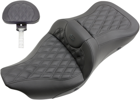 Roadsofa™ Seat - with Backrest - Full Lattice Stitch - Heated - \'08-\'23 FLH/FLT 2008 - 2023