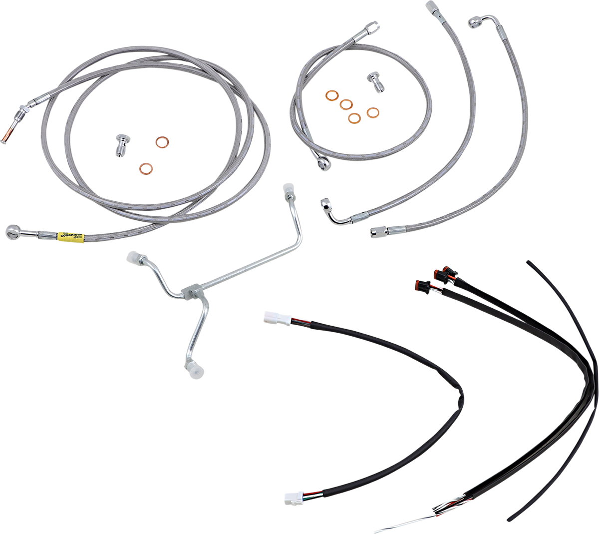 Handlebar Cable/Brake Line Kit - Complete - 15\" Ape Hanger Handlebars - Stainless Steel 2017 - 2020