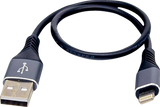 Male USB to Male Lightning Cable - Phone - Charger - 12\" - Black/Gray