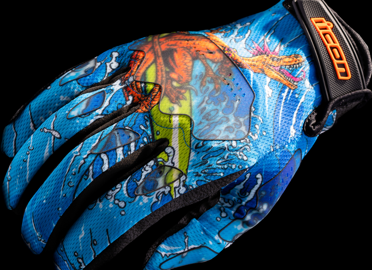 Hooligan™ Dino Fury Gloves - Blue - Large