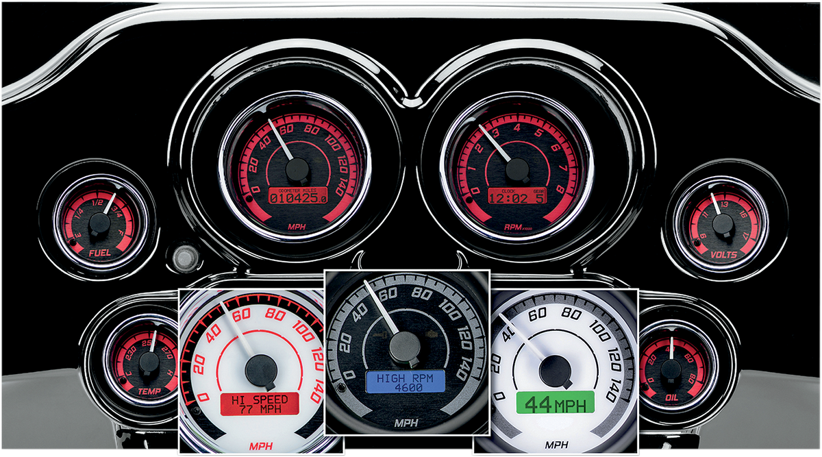 MVX-8K Series Analog/Digital 2-Gauge Kit - Chrome Bezel - Black Face with Gray Background 1996 - 2003