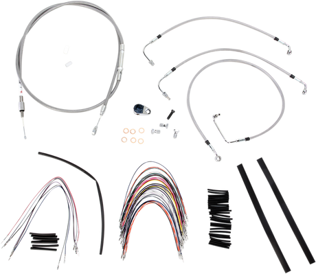 Handlebar Cable/Brake Line Kit - Complete - 14\" Ape Hanger Handlebars - Stainless Steel 2008 - 2013