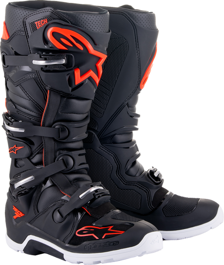 Tech 7 Enduro Boots - Black/Red Fluorescent - US 7