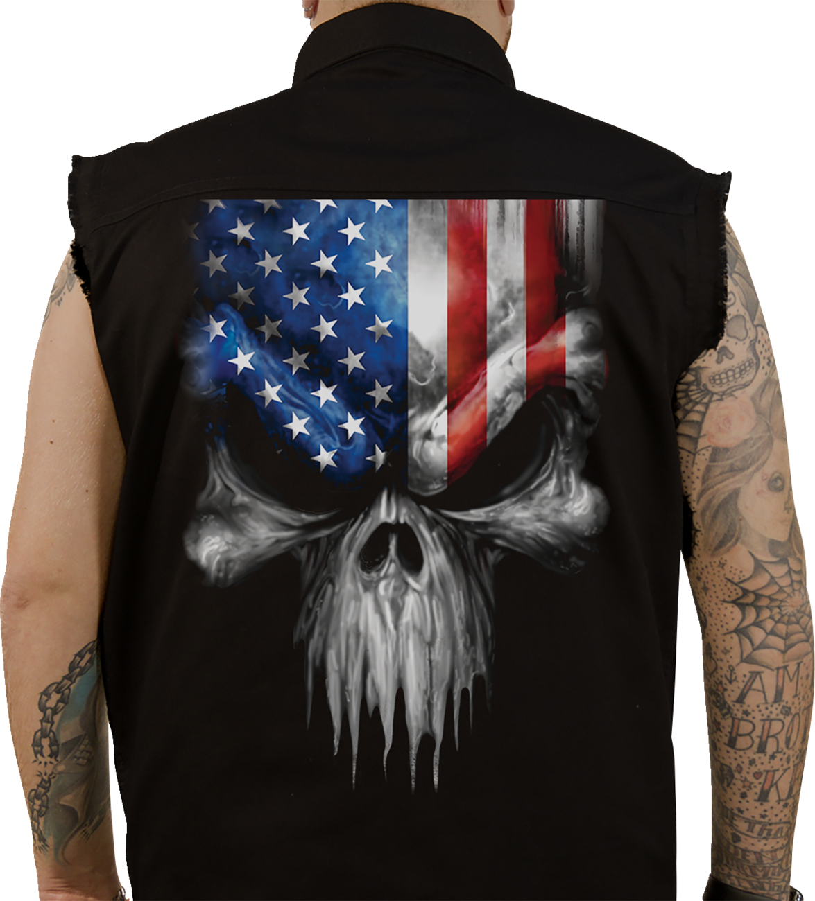 USA Skull Melt Sleeveless Shirt - Black - Medium