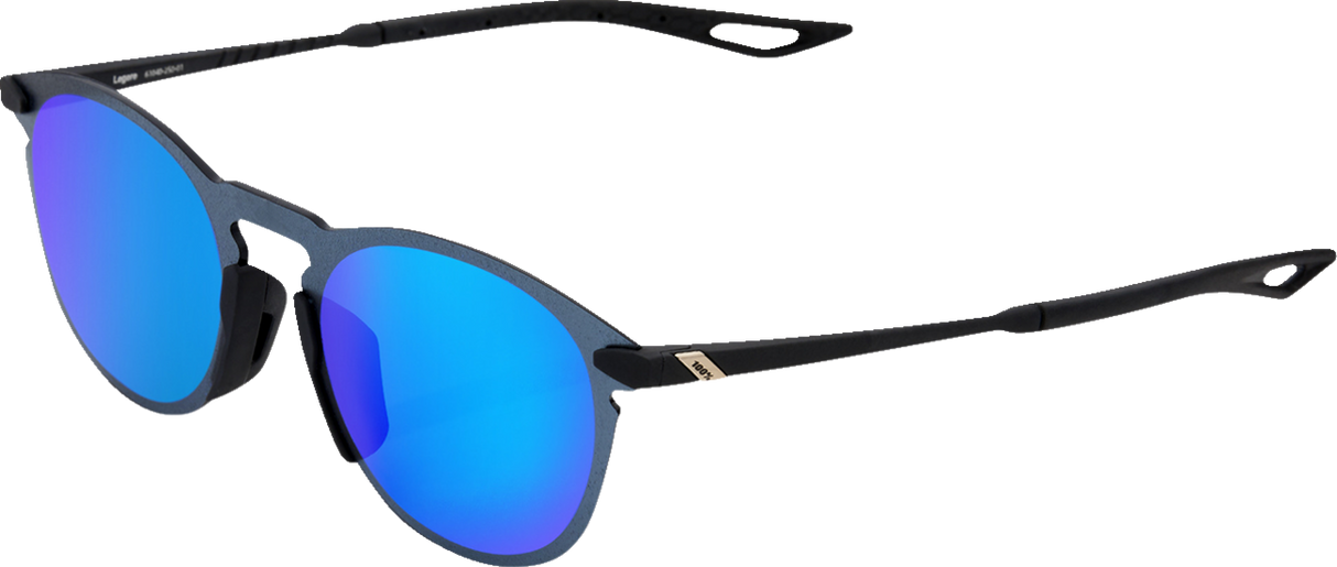 Legere Sunglasses - Round - Soft Tact Black - Blue Mirror