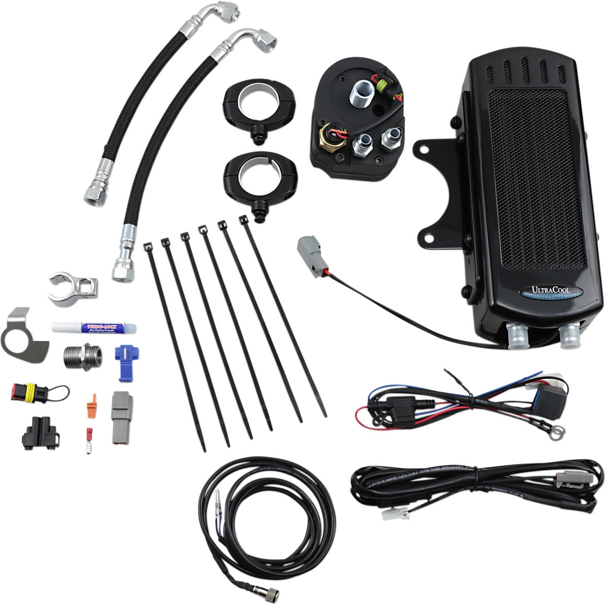 Side Mount Oil Cooler Kit - Gloss Black - Dyna 1993 - 2006