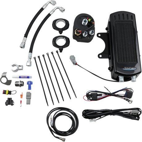 Side Mount Oil Cooler Kit - Gloss Black - Dyna 1993 - 2006