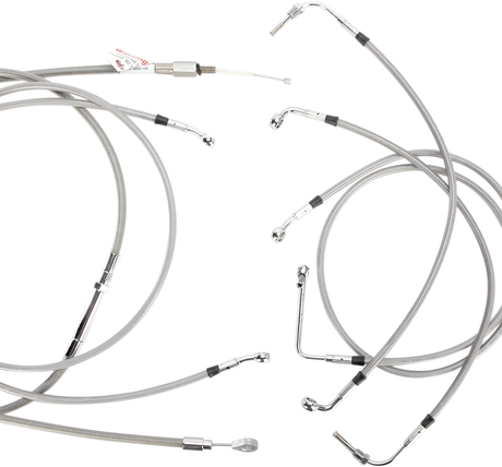 Handlebar Cable/Brake Line Kit - Complete - 15\" Ape Hanger Handlebars - Stainless Steel 2008 - 2013