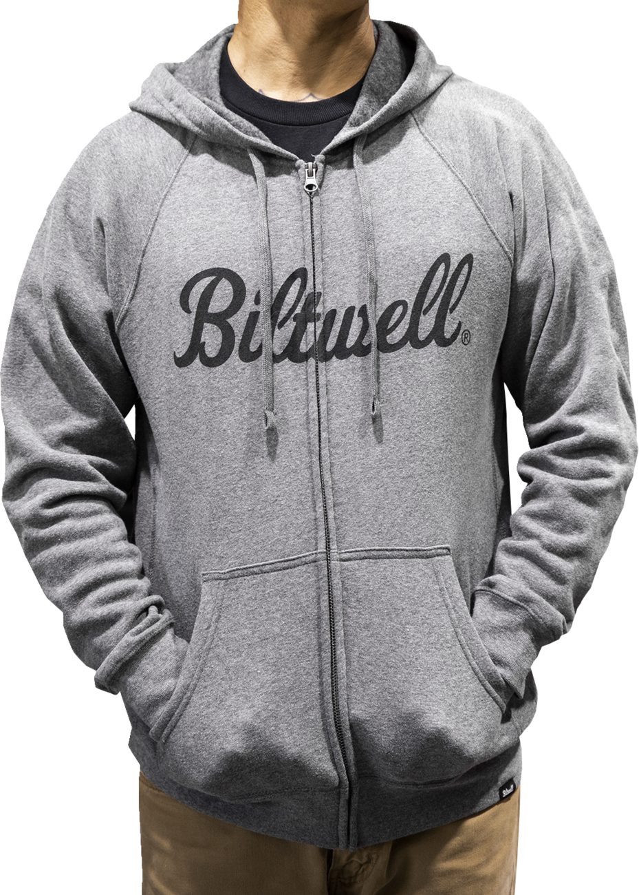 Script Zip-Up Raglan Hoodie - Heather Gray - XL