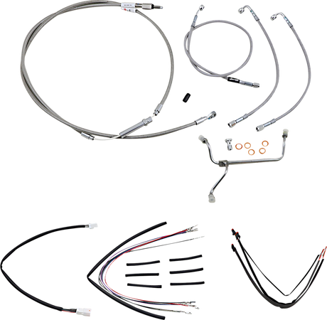 Handlebar Cable/Brake Line Kit - Complete - 18\" Ape Hanger Handlebars - Stainless Steel 2014 - 2016