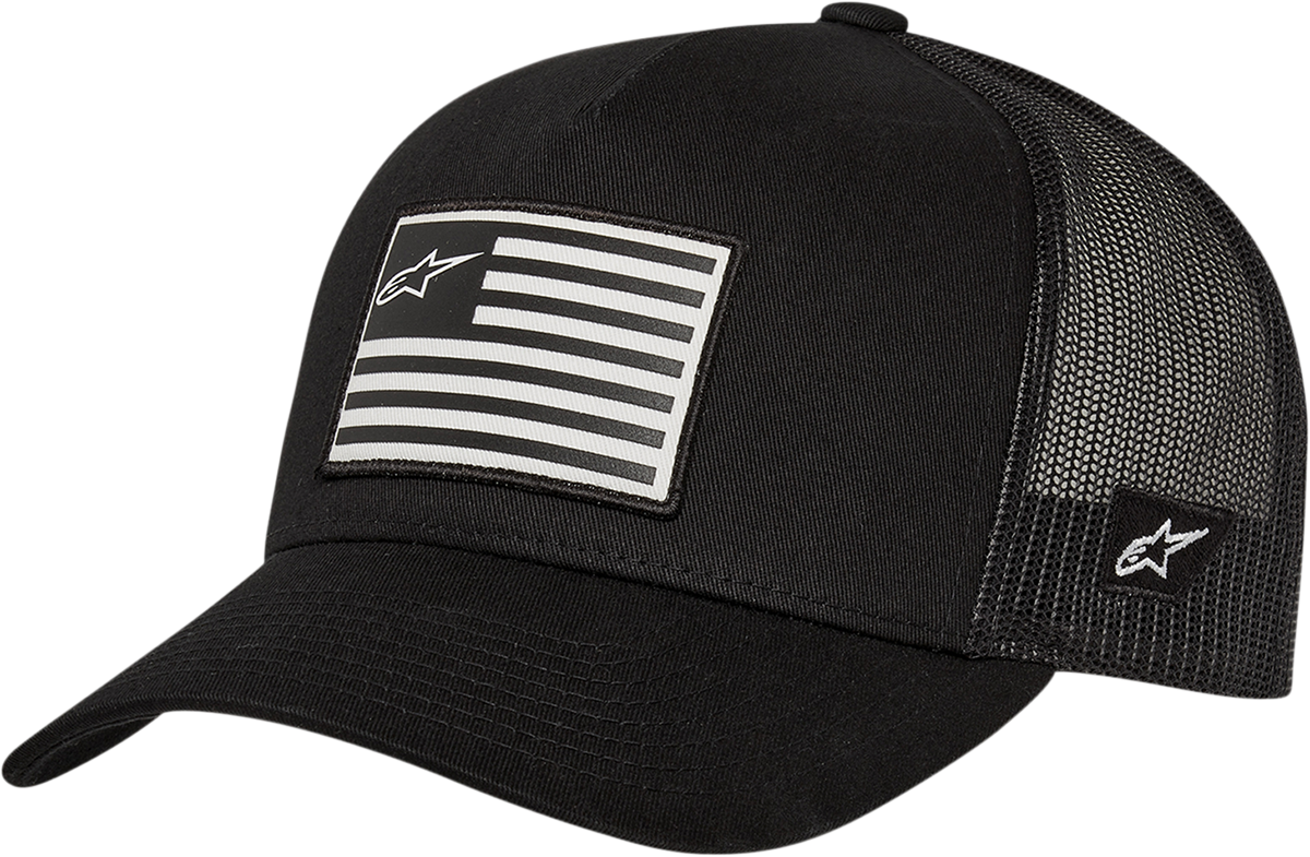 Flag Snapback Hat - Black/Black - One Size