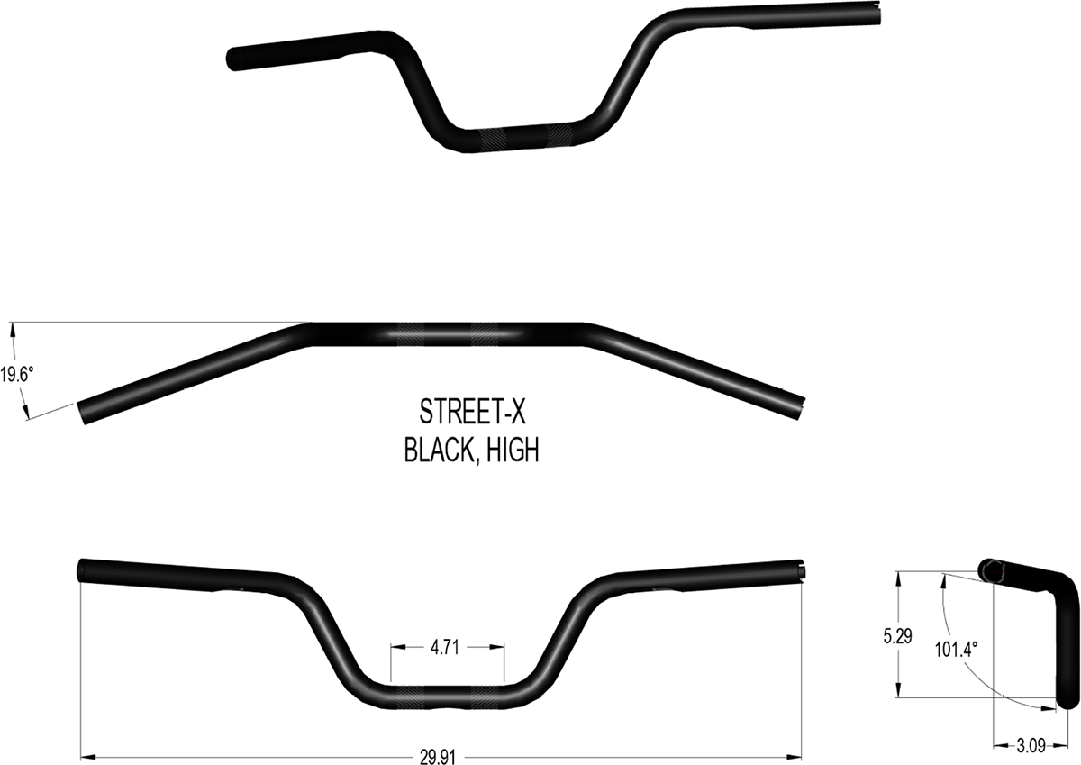 Handlebar - High Bend - Black