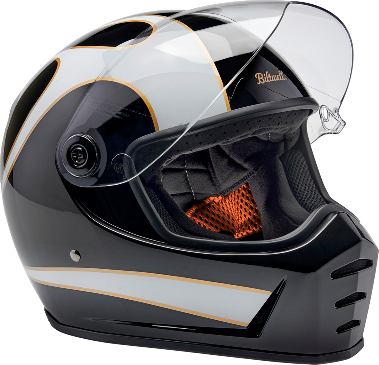 Lane Splitter Helmet - Gloss Black/White Flames - XS