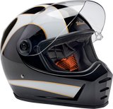 Lane Splitter Helmet - Gloss Black/White Flames - 2XL