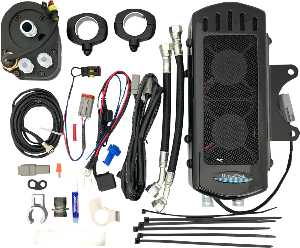 Side Mount Oil Cooler Kit - Gloss Black - Touring 2000 - 2006