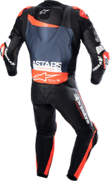 GP Plus v4 Leather Suit - Black/Red Fluo/Blue - US 48 / EU 58