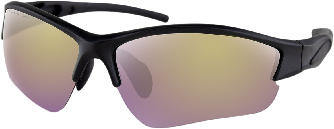 Rapid Sunglasses - Matte Black - Purple HD Yellow Revo Mirror