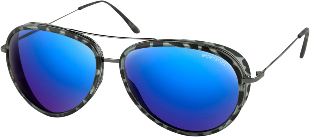 Ice Sunglasses - Matte Gray Tortoise Gunmetal - Brown HD Blue Mirror